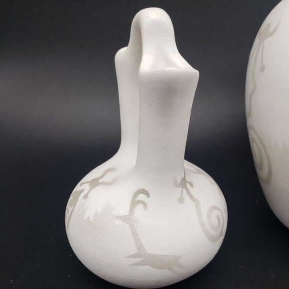 Lot of 2 Native American Navajo Ceramic Hozoni Pottery Artist Signed M. Redhorse - Picture 3 of 13